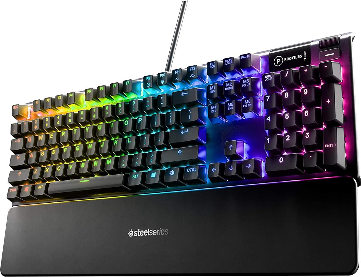 SteelSeries Apex 5 Hybrid Mechanical OLED Smart Display USB Gaming Keyboard - (Hybrid Blue Switch)