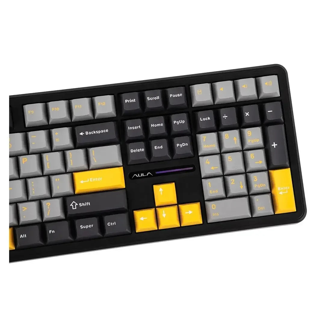 Aula F108 Wireless Mechanical Keyboard Hot Swappable Gaming Keyboard - Grey Yellow (Star Black)