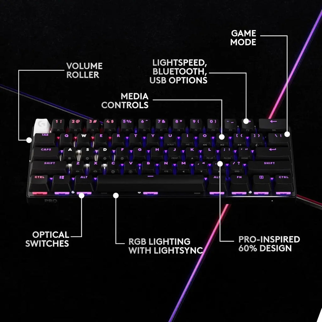 Logitech G Pro X 60 Lightspeed Wireless Gaming Keyboard - Black